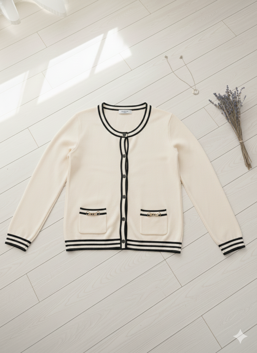 Elanora Luxe Knit Cardigan Crop – Rajut Premium Tebal Motif Basic/Kepang